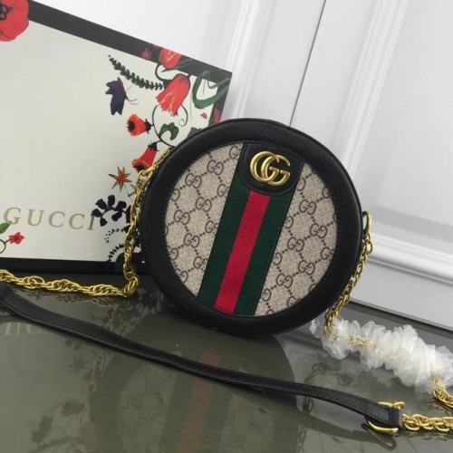 Borsa a spalla tonda Gucci Ophidia mini GG 171285 nera