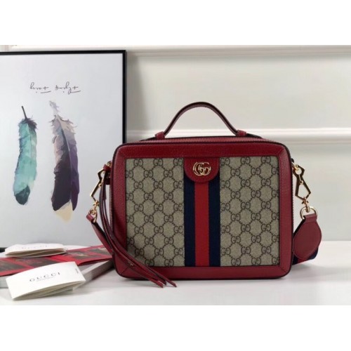 Borsa a spalla Gucci Ophidia piccola GG 550622 rossa