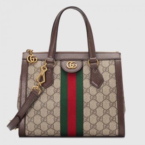 Borsa tote Gucci Ophidia piccola GG 547551 marrone