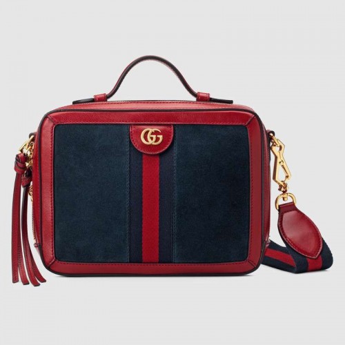 Borsa a spalla Gucci Ophidia piccola 550622 Camoscio blu