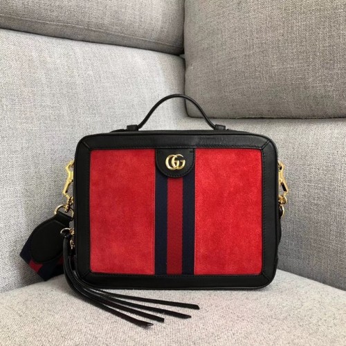 Borsa a spalla Gucci Ophidia piccola 550622 in camoscio rosso