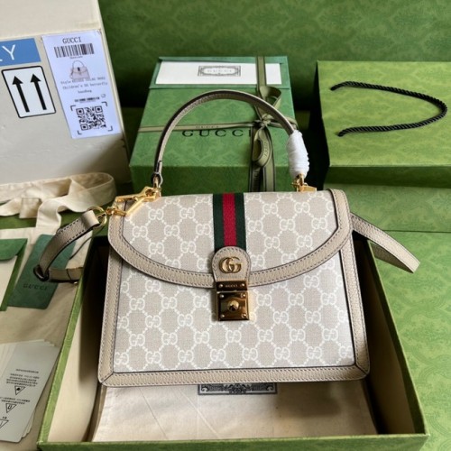 Borsa Gucci Ophidia piccola con manico superiore con nastro Web 651055 Beige