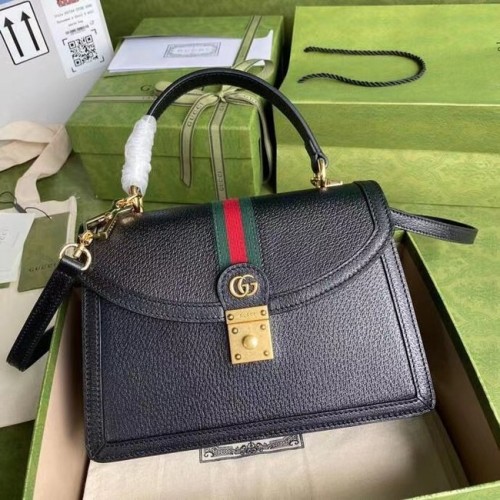 Borsa Gucci Ophidia piccola con manico superiore con nastro Web 651055 nera