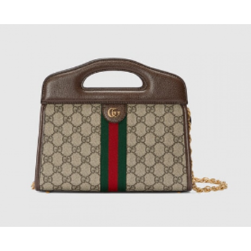 Borsa Gucci Ophidia piccola con nastro Web 693724 marrone