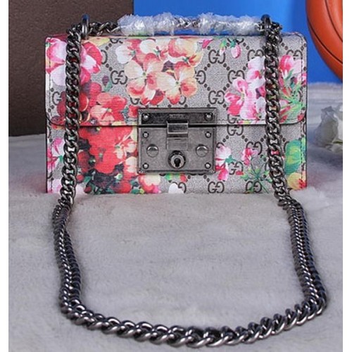 Borsa a tracolla Gucci Padlock Blooms 409487 Rosa