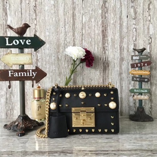 Borsa a tracolla in pelle di vitello Gucci Padlock 432182 nera