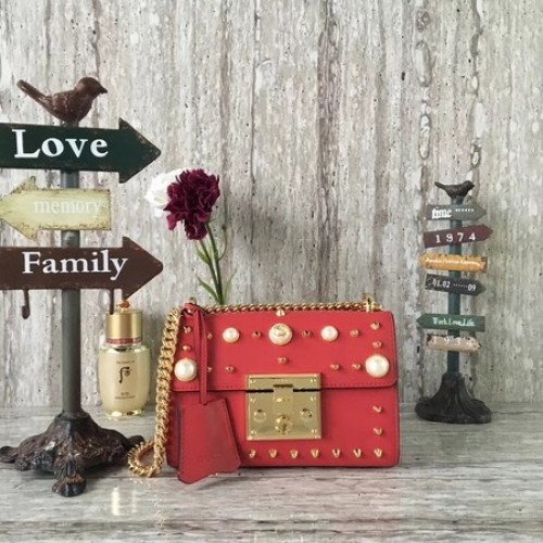 Borsa a tracolla in pelle di vitello Gucci Padlock 432182 rossa