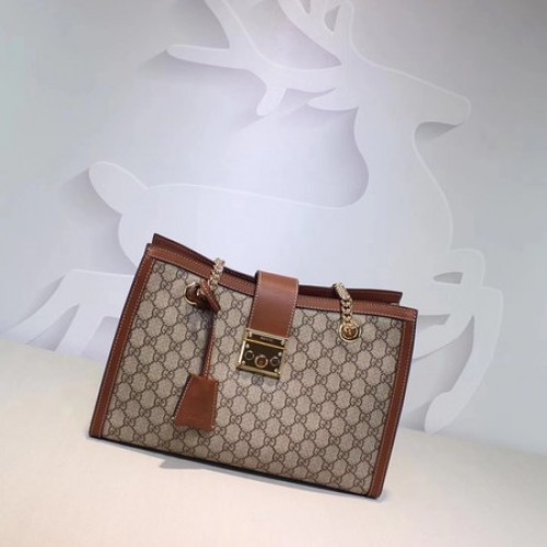 Borsa a tracolla in tela Gucci Padlock GG Supreme 479197 Albicocca