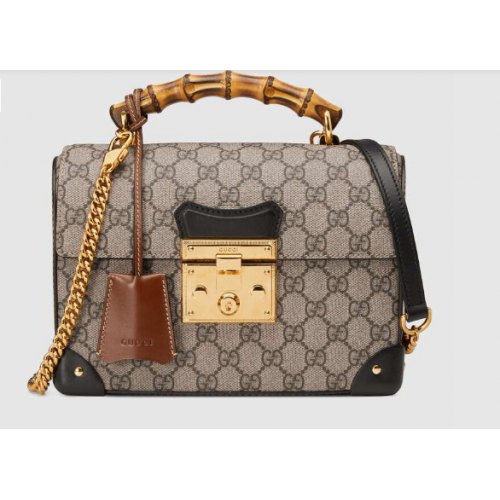 Gucci Padlock GG piccolo zaino a tracolla in bambù 603221 nero e marrone
