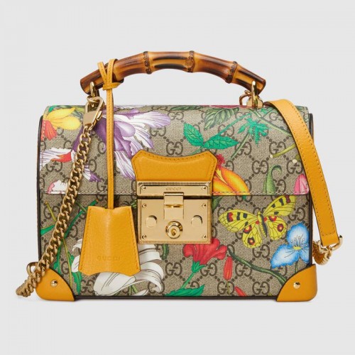 Gucci Padlock GG piccolo zaino a tracolla in bambù 603221 giallo
