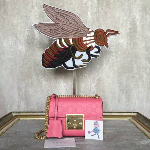 Borsa a tracolla Gucci con lucchetto Gucci Signature Mini 409487A Rosa