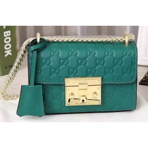 Borsa a tracolla Gucci con lucchetto Gucci Signature 409487 Verde