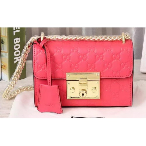 Borsa a tracolla Gucci con lucchetto Gucci Signature 409487 Rosa
