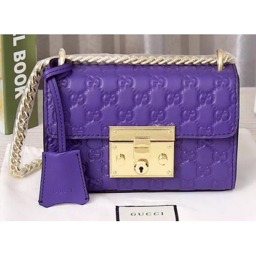 Borsa a tracolla Gucci con lucchetto Gucci Signature 409487 Viola