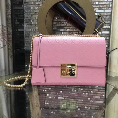 Borsa a tracolla Gucci Signature serie Gucci Padlock 409486 Rosa