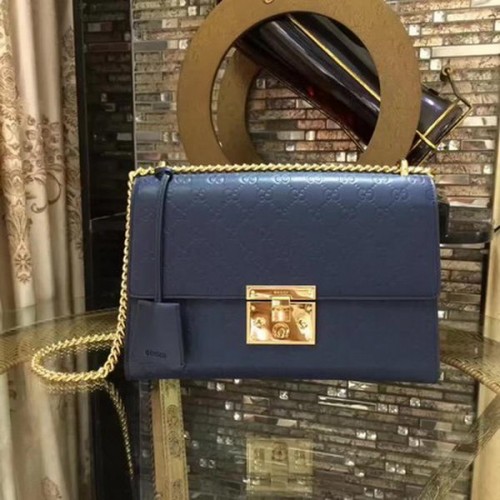 Borsa a tracolla Gucci Signature serie Gucci Padlock 409486 Royal