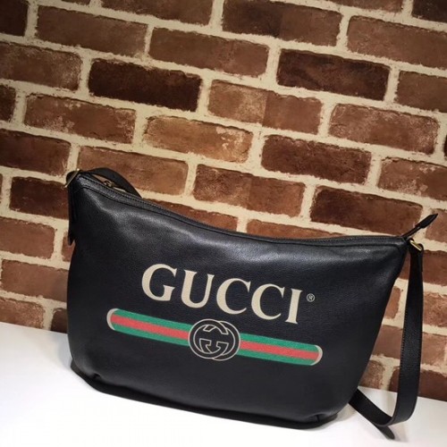 Borsa hobo mezzaluna Gucci Print 523588 nera