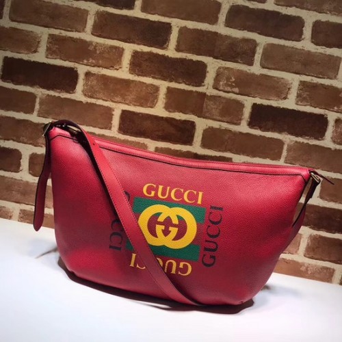 Borsa hobo mezzaluna Gucci Print 523588 rossa