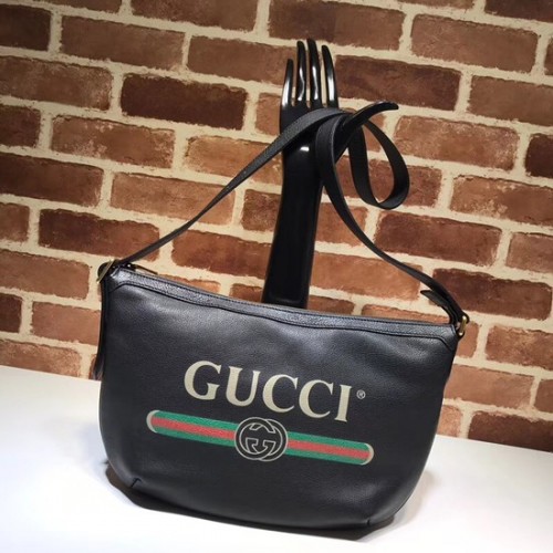 Borsa hobo mezzaluna Gucci Print 523589 nera