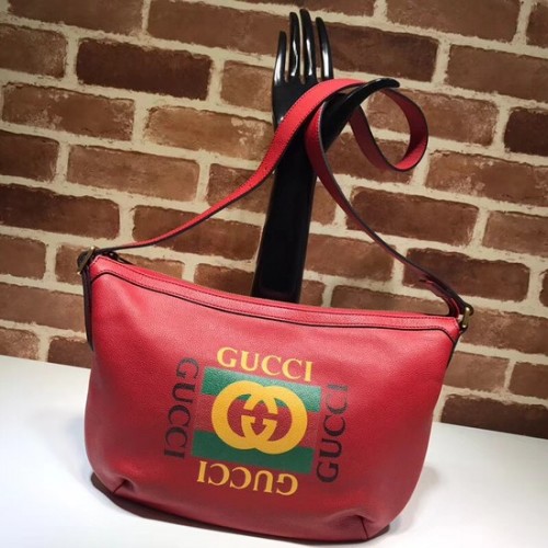 Borsa hobo mezzaluna Gucci Print 523589 rossa
