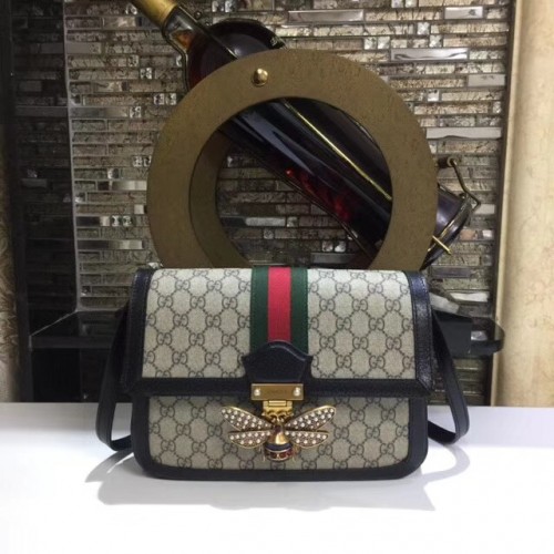 Borsa a tracolla media Gucci Queen Margaret GG Supreme 524356 nera