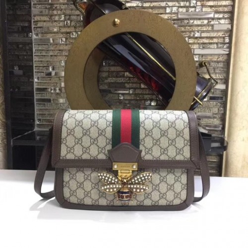 Borsa a tracolla media Gucci Queen Margaret GG Supreme 524356 marrone