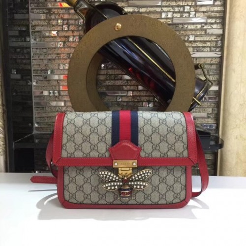 Borsa a tracolla media Gucci Queen Margaret GG Supreme 524356 rossa