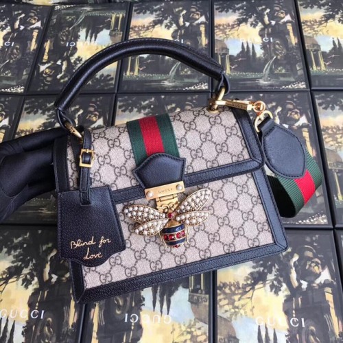 Borsa a mano piccola Gucci Queen Margaret GG 476541 nera