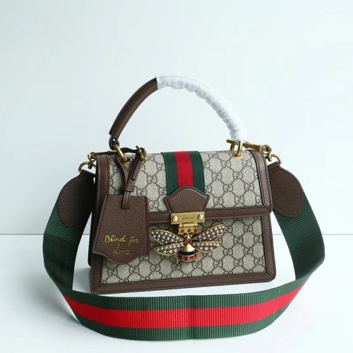 Borsa a mano piccola Gucci Queen Margaret GG 476541 marrone