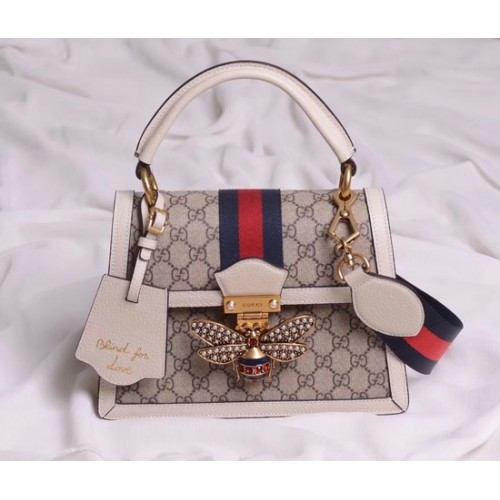 Borsa a mano piccola Gucci Queen Margaret GG 476541 bianca