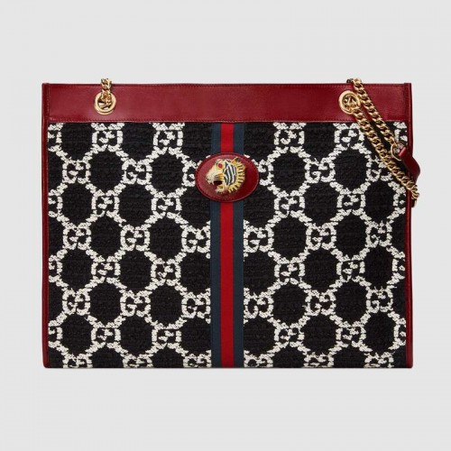 Borsa shopping grande Gucci Rajah GG tweed 537219 nera