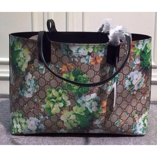 Borse tote in pelle GG reversibili Gucci 368568 Geranio verde e nero