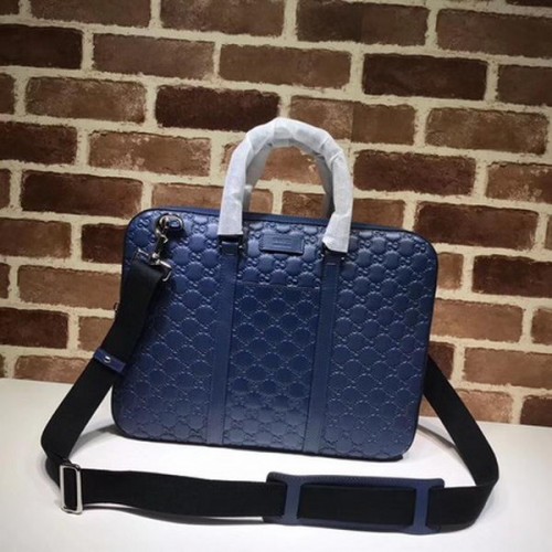Borsone in pelle Gucci Signature 451169 Blu