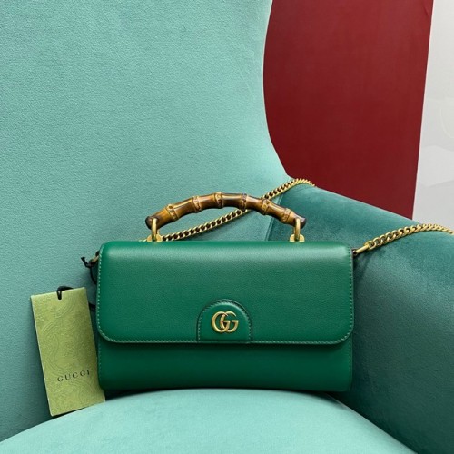 Gucci Borsa piccola con manico superiore con Bamboo 675794 verde