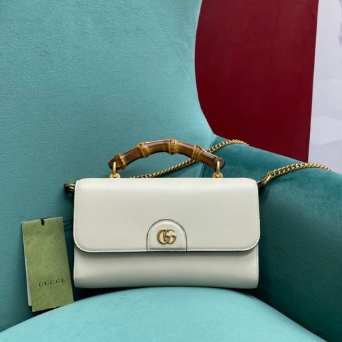 Gucci Borsa piccola con manico superiore con bambù 675794 bianco