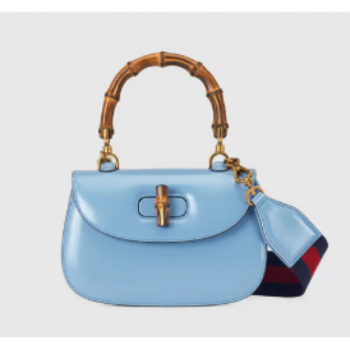 Gucci Borsa piccola con manico superiore con bambù 675797 blu