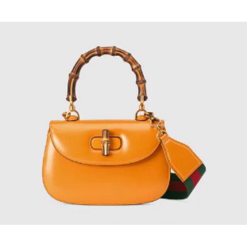 Gucci Borsa piccola con manico superiore con Bamboo 675797 gialla