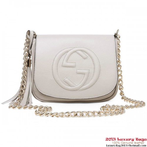 Gucci Soho 323190 Borsa a tracolla a catena in pelle grigio chiaro