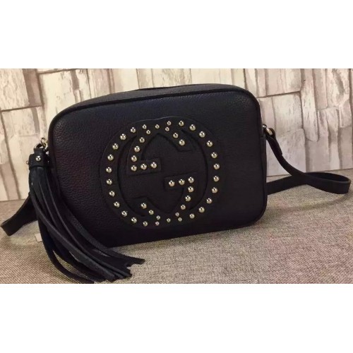 Borsa disco in pelle di vitello Gucci Soho 308364 nera