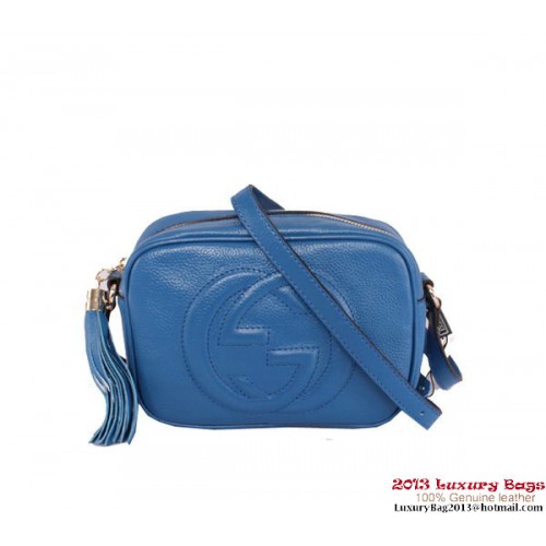 Borsa da discoteca in pelle di vitello Gucci Soho 308364 blu