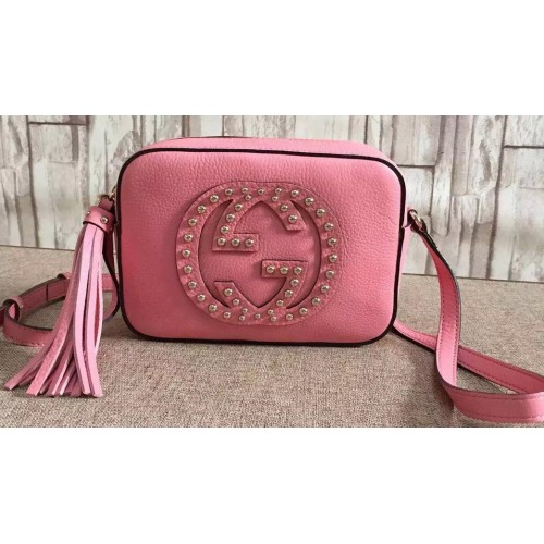 Borsa disco in pelle di vitello Gucci Soho 308364 rosa