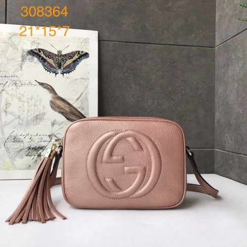 Borsa disco in pelle di vitello Gucci Soho 308364 rosa