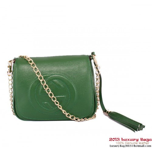 Borsa a tracolla a catena in pelle Gucci Soho 323190 verde