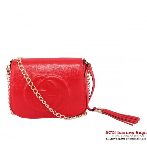 Borsa a tracolla con catena in pelle Gucci Soho 323190 rossa