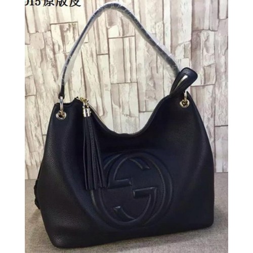 Borsa Hobo in pelle Gucci Soho Pelle di vitello 408825 Nera