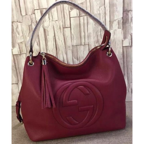 Borsa Hobo in pelle Gucci Soho Pelle di vitello 408825 Borgogna