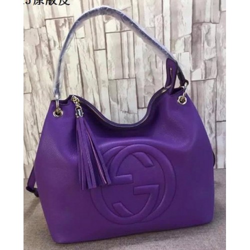 Borsa Hobo in pelle Gucci Soho Pelle di vitello 408825 Viola