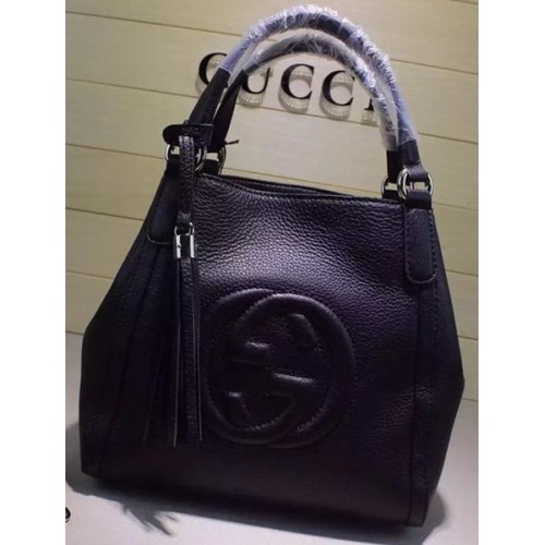 Borsa a tracolla in pelle Gucci Soho 336751 nera