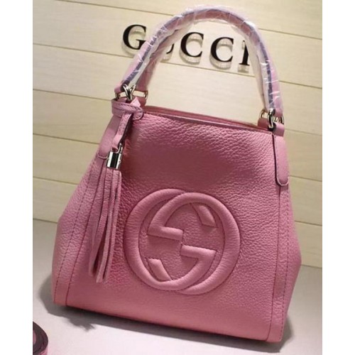 Borsa a tracolla in pelle Gucci Soho 336751 rosa