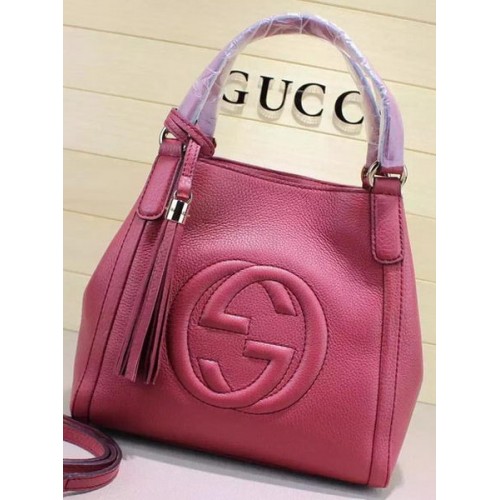 Borsa a tracolla in pelle Gucci Soho 336751 rosa